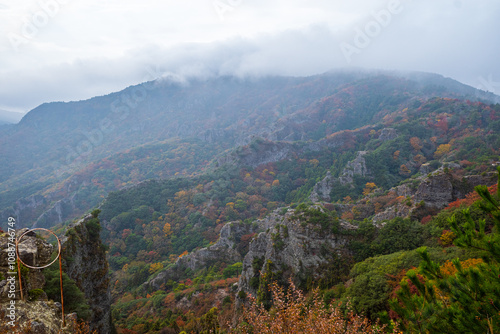 日本の香川県の小豆島の寒霞渓の秋の美しい紅葉 #1088746749