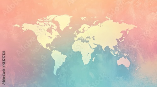 A minimalist global digital abstract background featuring subtle world map outlines and gradients