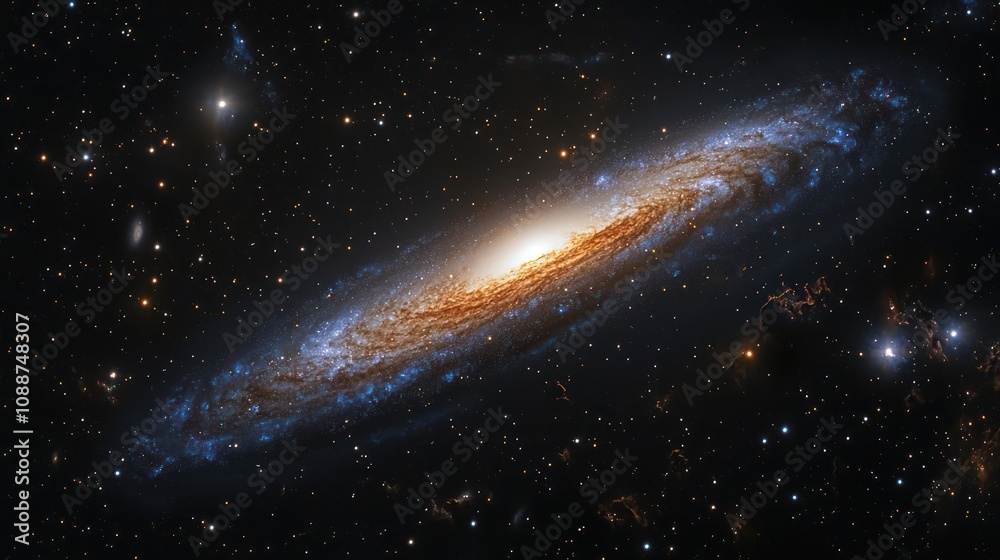 A panoramic image of a cosmic galaxy reflecting in a celestial body, enhancing the sense of depth A panoramic image of a cosmic galaxy reflecting in a celestial body, enhancing the sense of depth