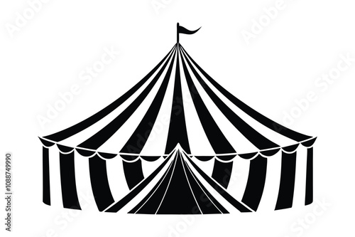 icon of circus tent silhouette vector illustration white background