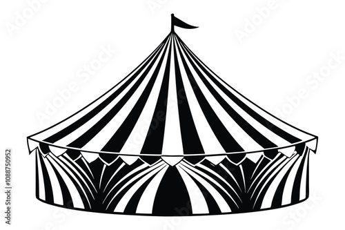 icon of circus tent silhouette vector illustration white background