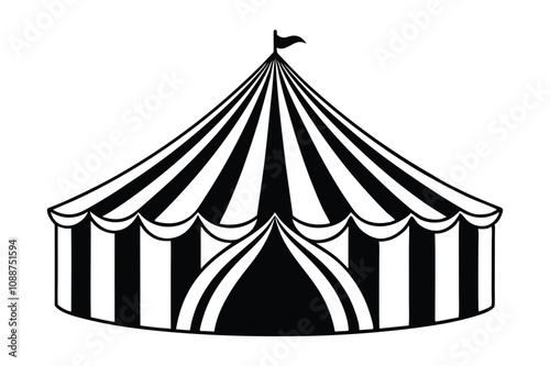 icon of circus tent silhouette vector illustration white background