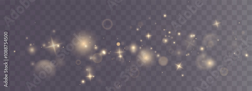 Christmas background. Powder PNG. Magic shining gold dust. Fine, shiny dust bokeh particles fall off slightly. Fantastic shimmer effect.	
