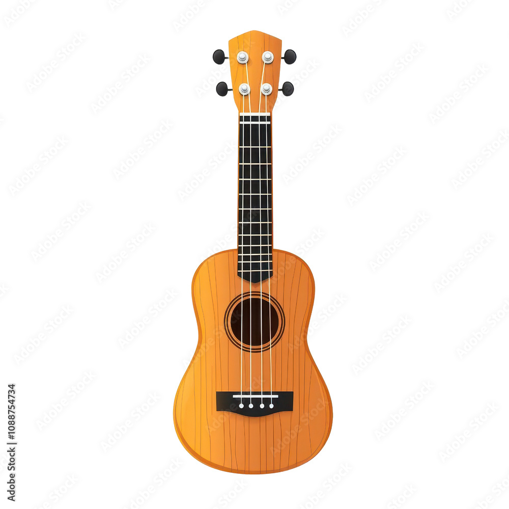 Naklejka premium A vibrant wooden ukulele designed for music lovers, ideal for both beginners and experienced players seeking melodic fun.