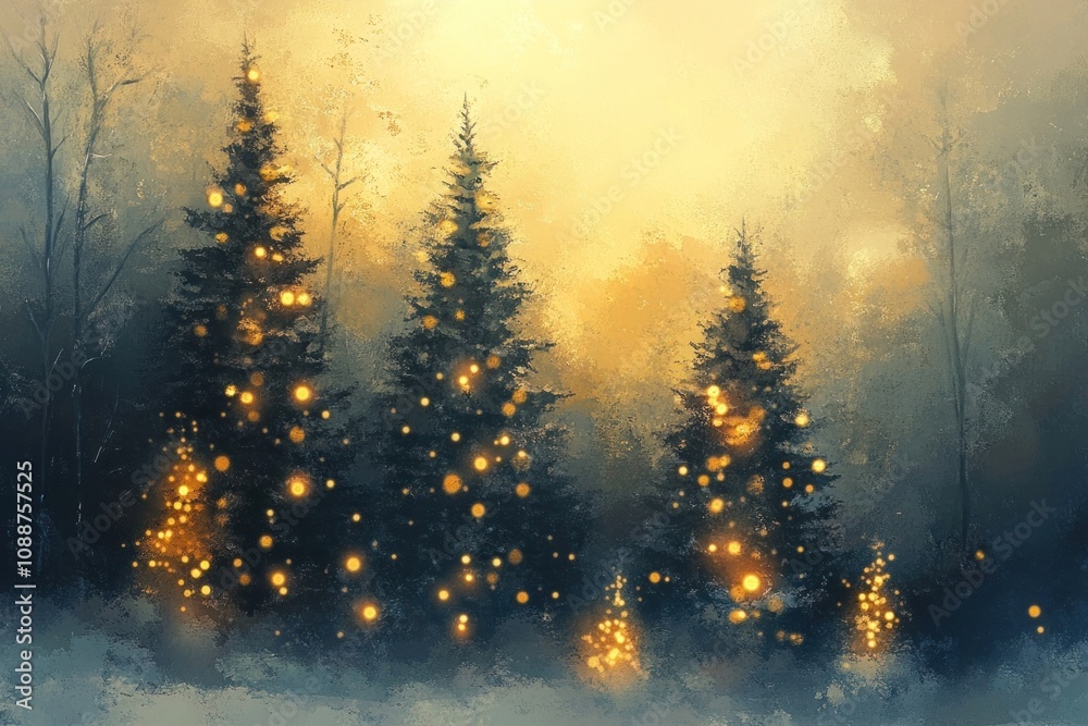 Christmas trees holiday forest lights. Christmas trees holiday forest lights.