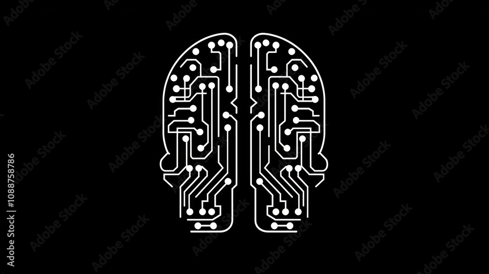 A sleek and modern AI icon design featuring a brain and circuit patterns, ideal for tech branding A sleek and modern AI icon design featuring a brain and circuit patterns, ideal for tech branding