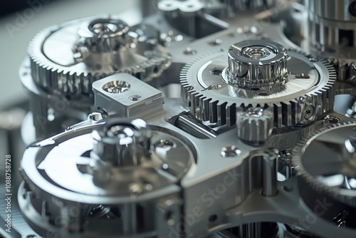 Wallpaper Mural Intricate Close-Up of Silver Mechanical Gears and Cogs Showcase Precision Engineering in Modern Machinery for Industrial and Technological Concepts Torontodigital.ca