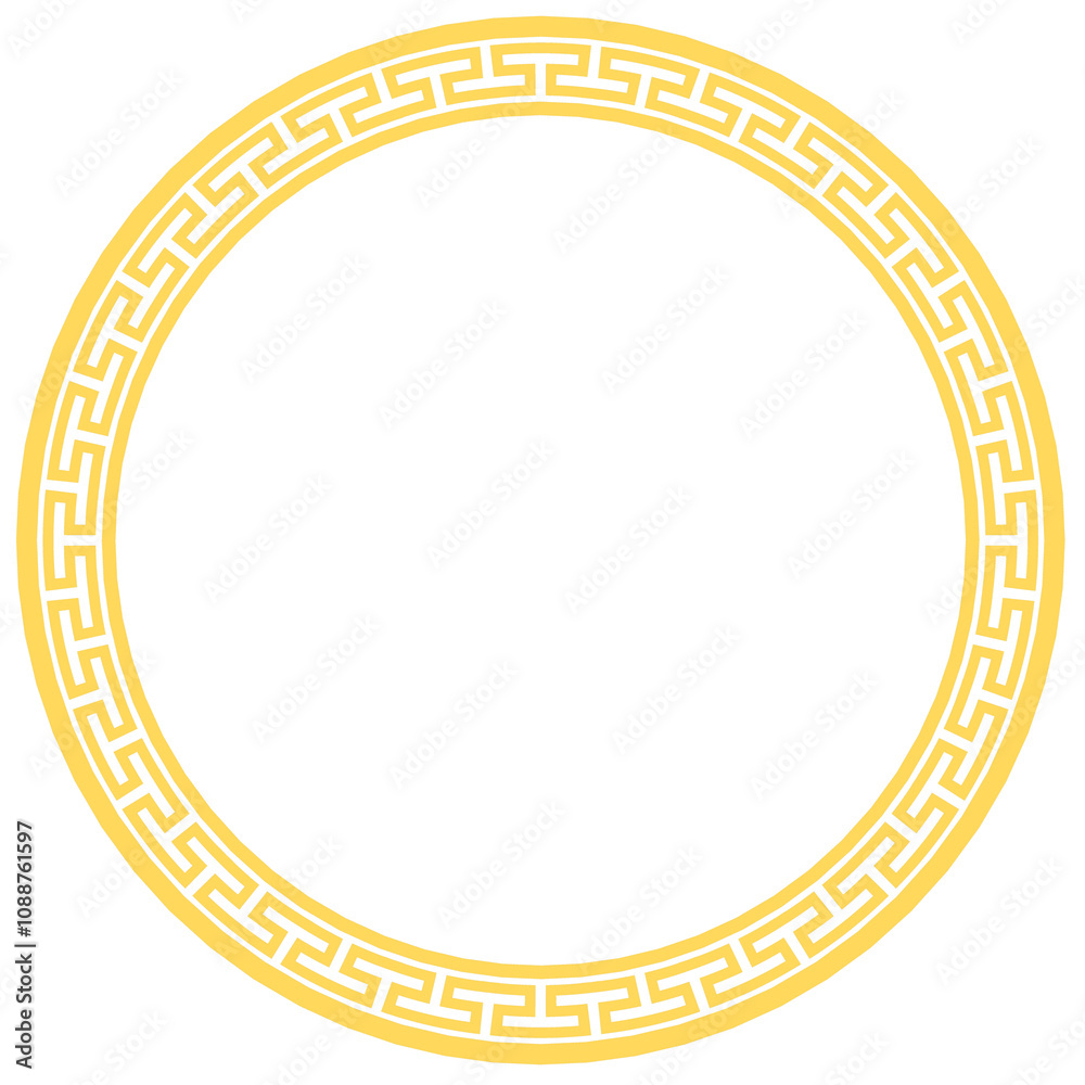 Gold Circular Frame with Greek Key Pattern for Chinese new year banner Gold Circular Frame with Greek Key Pattern for Chinese new year banner