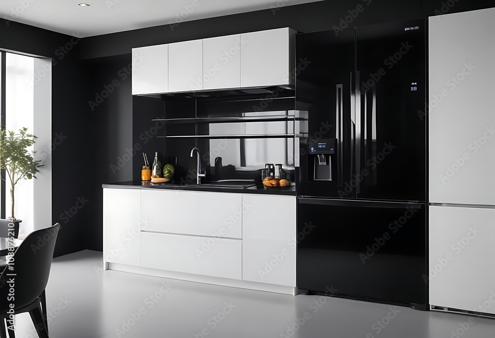 modern kitchen interior with fireplace modern kitchen interior with fireplace