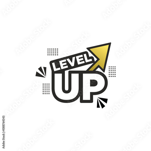 Level up typography logo design - level up text with arrow vector illustration