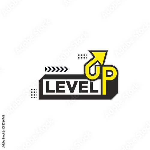 Modern level up Text logo design - level up word with direction arrow vector