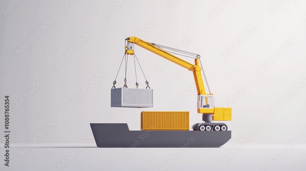 A crane lifts a shipping container on a cargo ship, illustrating logistics and transport. A crane lifts a shipping container on a cargo ship, illustrating logistics and transport.