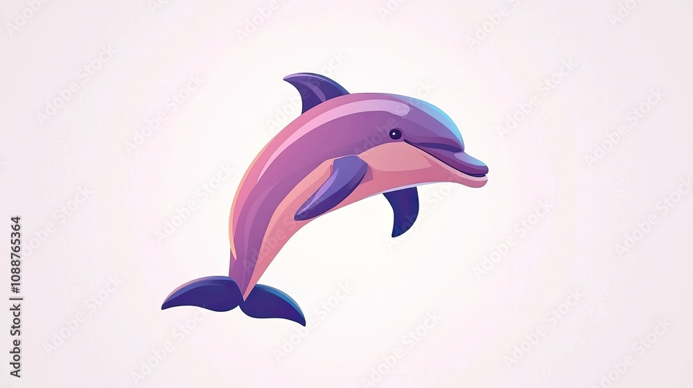 Naklejka premium A Purple and Pink Dolphin Leaps Gracefully Through Water