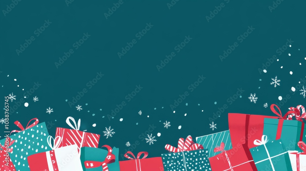 Obraz premium Gift Christmas and New Year A blue background with a bunch of presents on it