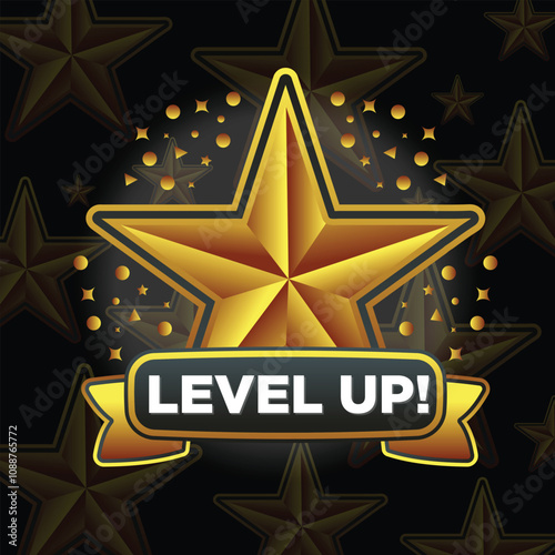 Level up typography sign design with Creative background vector illustration