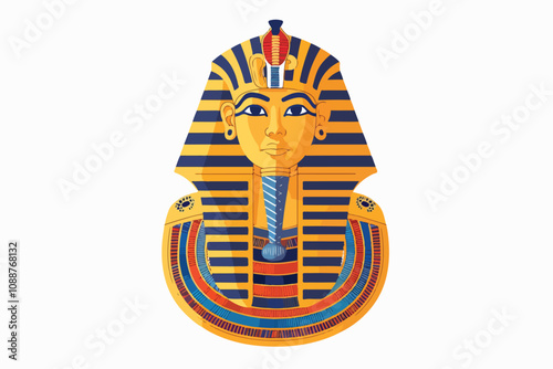 Colorful Egyptian Golden Pharaohs Vector Illustration