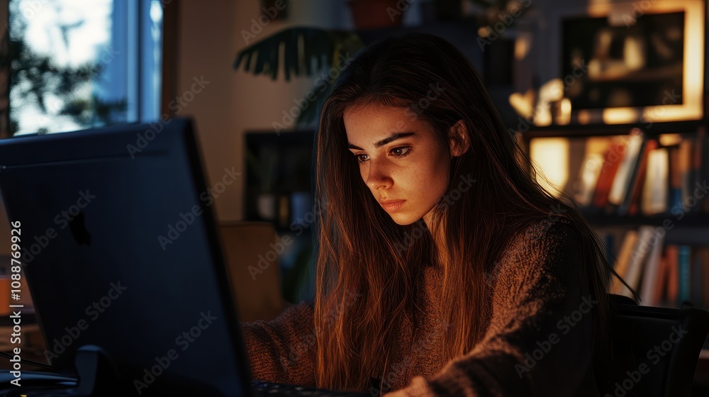 Young spanish girl teleworking at home because of the restrictions given by spanish government due to coronavirus COVID-19 sanitary crysis Young spanish girl teleworking at home because of the restrictions given by spanish government due to coronavirus COVID-19 sanitary crysis