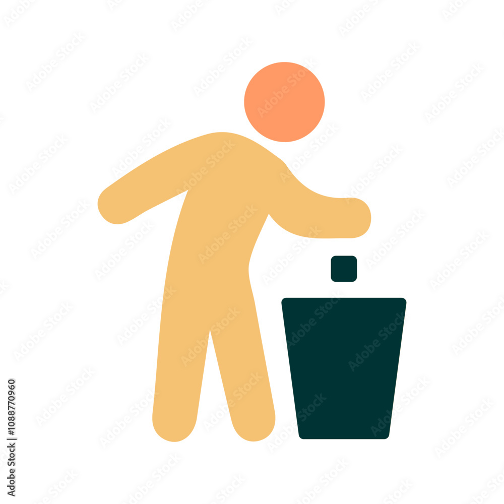 Litter in Bin Sign Vector Icon Litter in Bin Sign Vector Icon