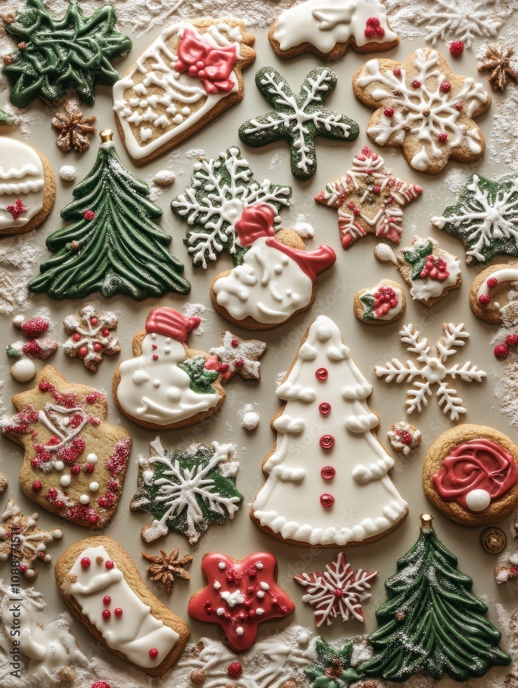 Fototapeta premium Christmas cookies on a baking sheet