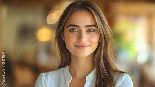 Smiling Woman with Long Brown Hair, Portrait Photography, Soft Focus Background Free Download Smiling Woman with Long Brown Hair, Portrait Photography, Soft Focus Background - GFXLoad