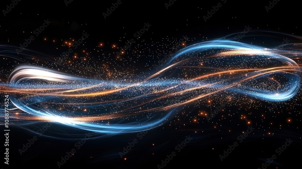 An artistic representation of a cosmic galaxy with glowing elements and dynamic movement An artistic representation of a cosmic galaxy with glowing elements and dynamic movement