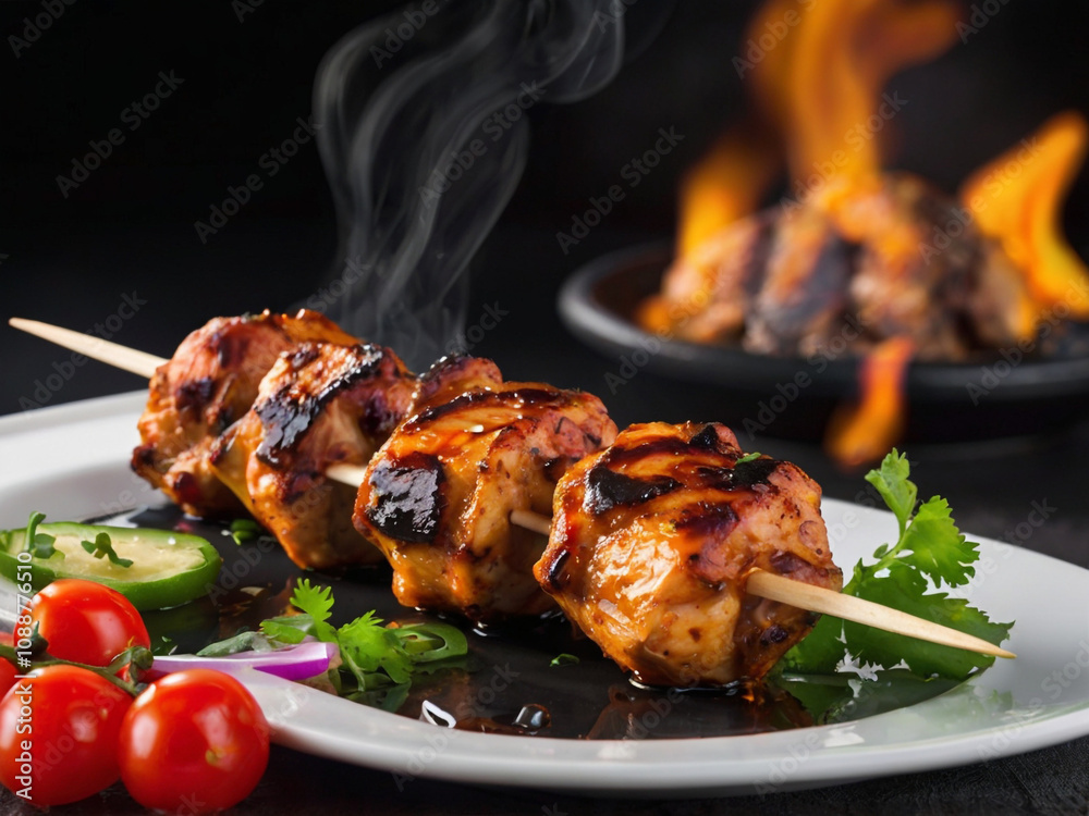 Grilled chicken skewers with vegetables Grilled chicken skewers with vegetables