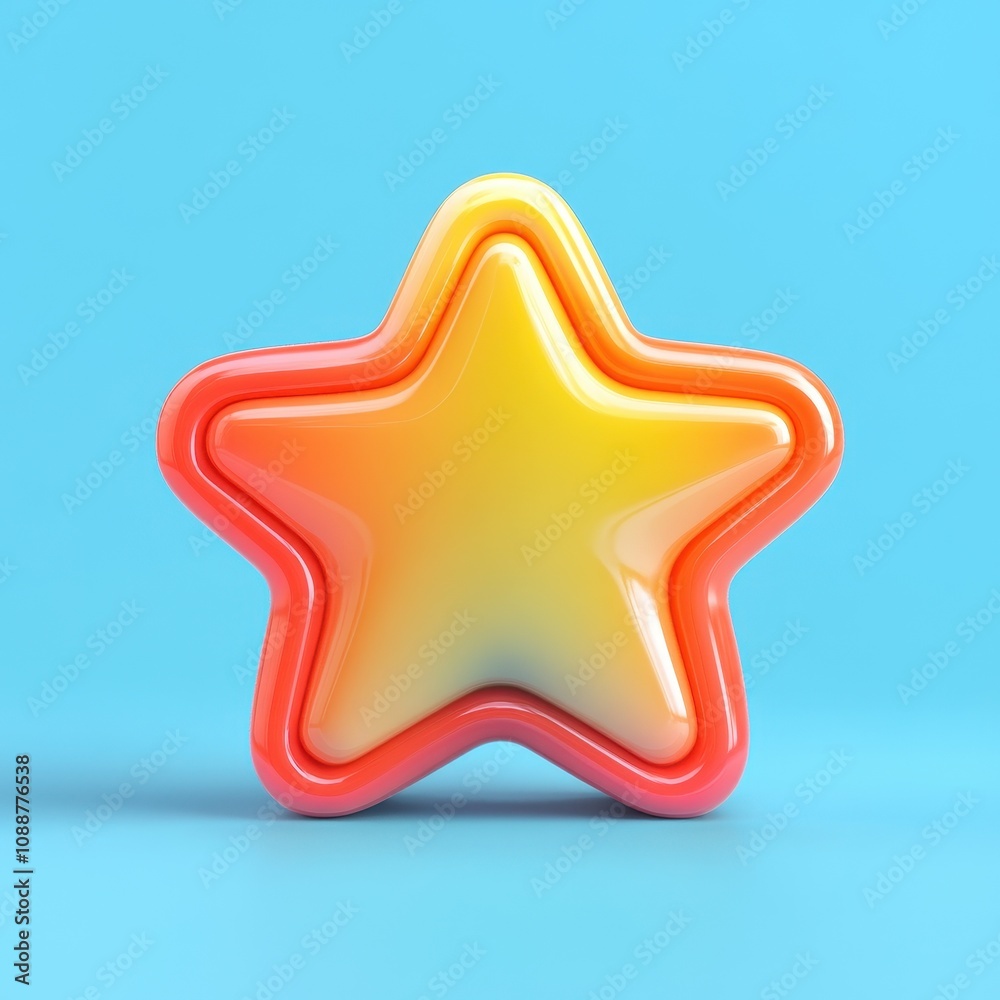 Vibrant Star-Shaped Object on Bright Blue Background Vibrant Star-Shaped Object on Bright Blue Background