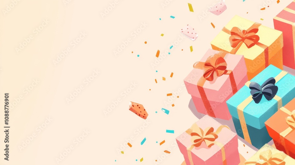 Gift Christmas and New Year A colorful box of presents with a white background Gift Christmas and New Year A colorful box of presents with a white background