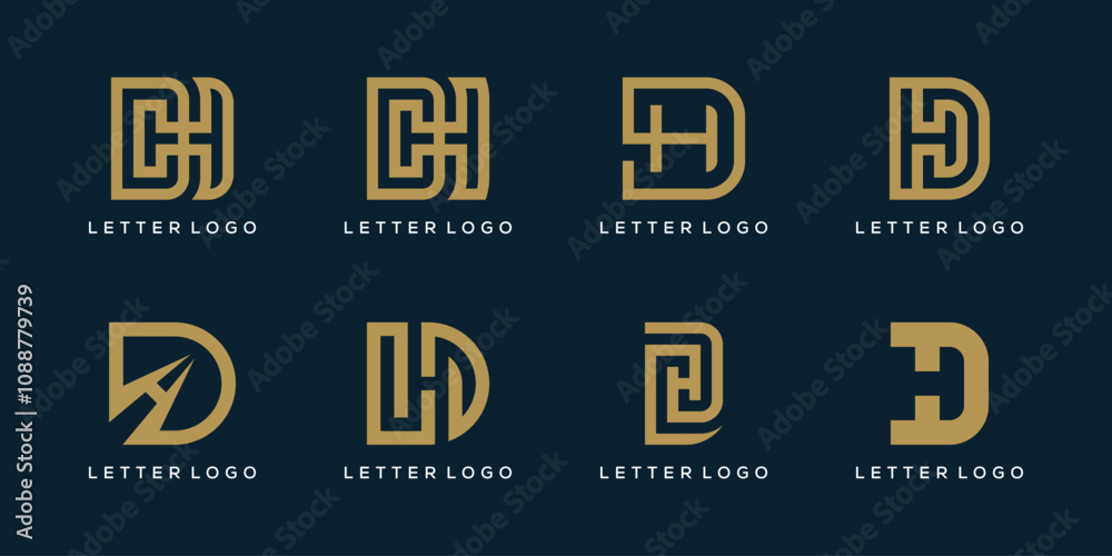 Set of Monogram Initial Letter DH HD, Design Logo Inspiration Set of Monogram Initial Letter DH HD, Design Logo Inspiration