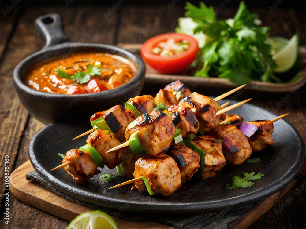 Grilled chicken skewers with vegetables Grilled chicken skewers with vegetables