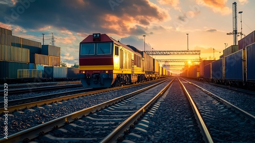 Freight Train at Sunset