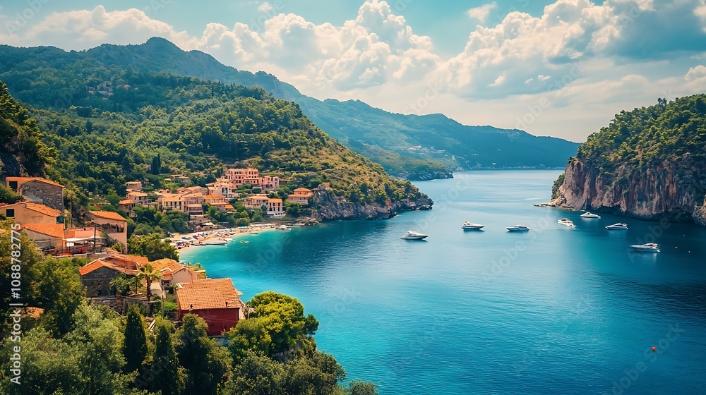 Coastal Village, Mediterranean Sea, Summer Vacation Coastal Village, Mediterranean Sea, Summer Vacation