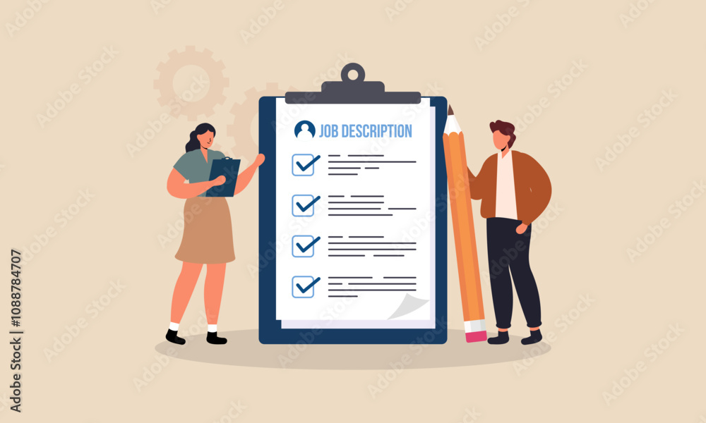 Job duties and responsibilities, job description, qualifications and requirements concept Job duties and responsibilities, job description, qualifications and requirements concept