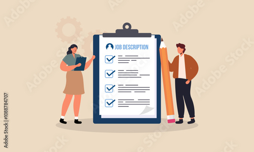 Job duties and responsibilities, job description, qualifications and requirements concept