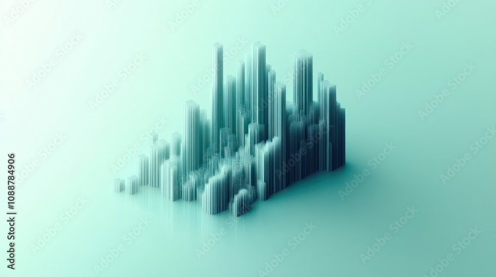 Abstract representation of a city skyline with vertical structures on a soft gradient background. Abstract representation of a city skyline with vertical structures on a soft gradient background.
