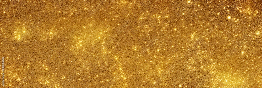 Stunning Top-Down View of Sparkling Gold Glitter Dust with Shimmering Details Perfect for Backgrounds and Creative Designs, Highlighting Texture and Brilliance
