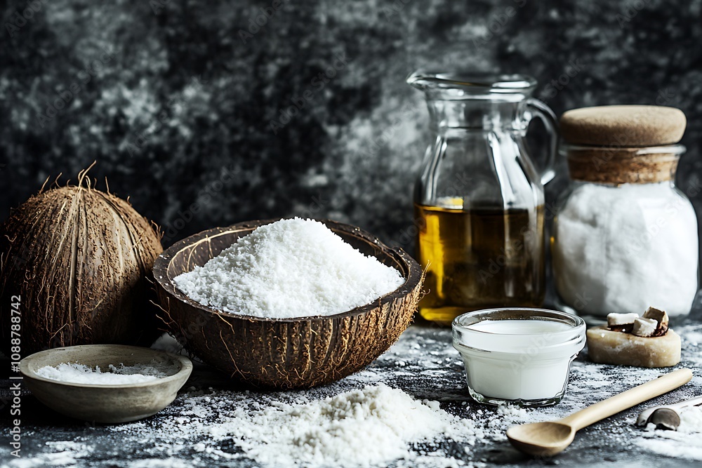 Coconut Flour, Oil and Flakes: Baking Ingredients for Delicious Desserts and Sweet Treats Coconut Flour, Oil and Flakes: Baking Ingredients for Delicious Desserts and Sweet Treats
