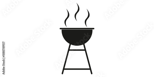 Barbecue Grill Icon. Outdoor Cooking Symbol. BBQ Grill with Smoke. Vector illustration. EPS 10.