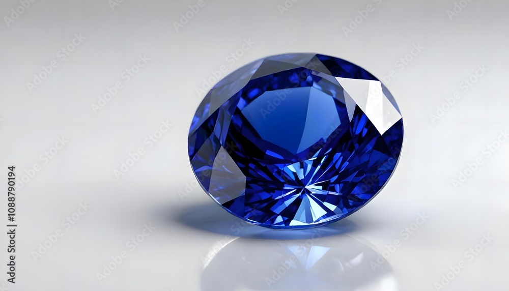 4K Realistic Sapphire Gemstone Close-Up on White Background 4K Realistic Sapphire Gemstone Close-Up on White Background