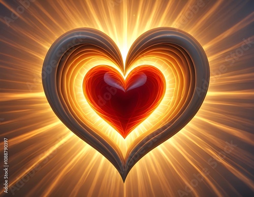 Inner Light Representation with a Glowing Heart and Flowing Rays