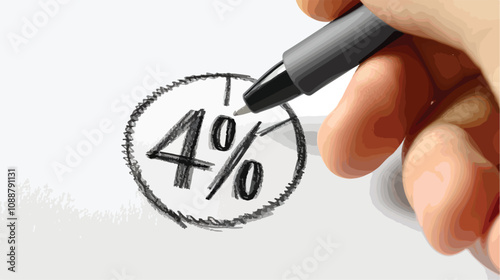 Close-Up Hand Drawing Percentage Symbol with Marker