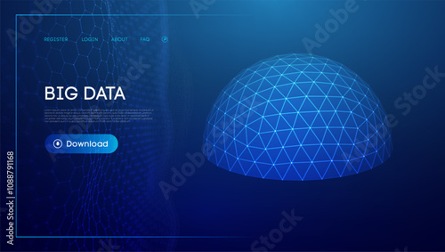 Big data sphere shield. Protect dome energy field. Technology background.