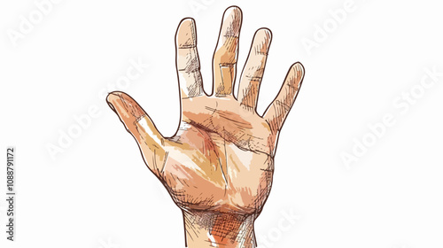 Close-Up Hand Stop Media Icon - Handdrawn Vector Illustration