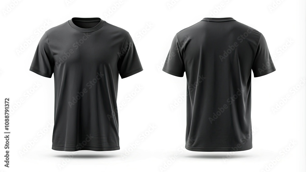 Clean Black T-Shirt Mockup - Front and Back Views for Apparel Designers, Fashion Merchants, and E-commerce Needs Clean Black T-Shirt Mockup - Front and Back Views for Apparel Designers, Fashion Merchants, and E-commerce Needs