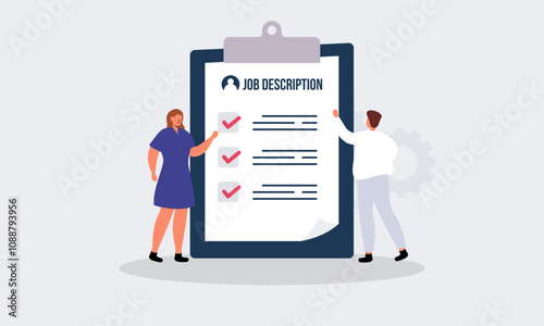Job duties and responsibilities, job description, qualifications and requirements concept