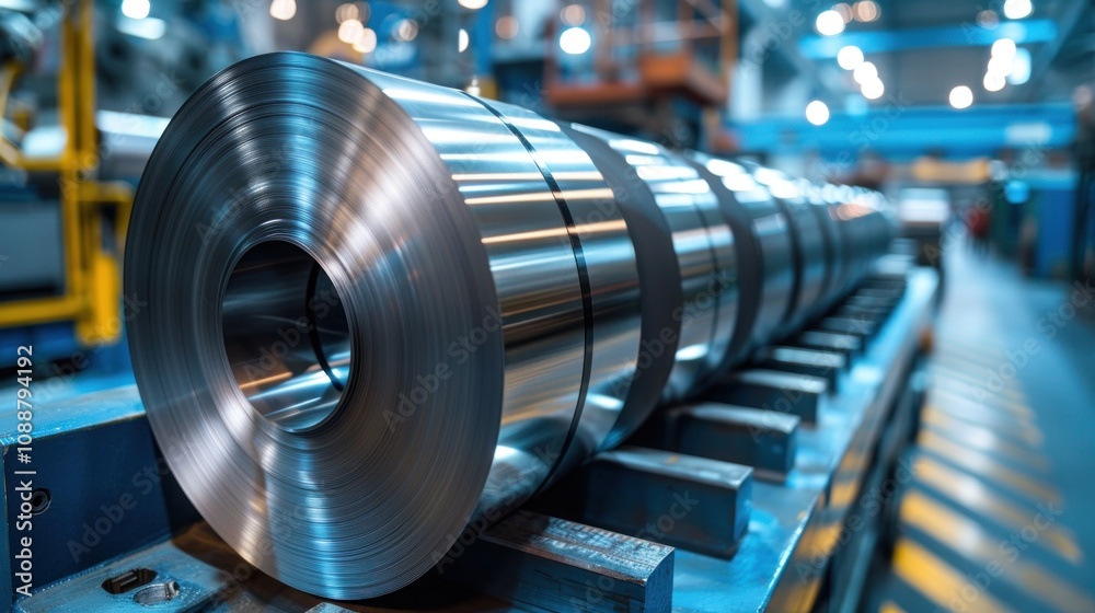 Metal Rolls in a Factory Setting