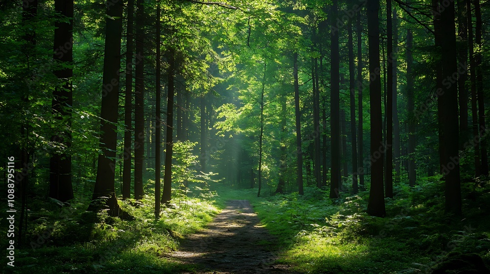 Fototapeta premium Sunlit Forest Path