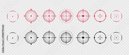 Target and aim icon. Aim gun. Red Crosshair. Shooting of firearms. Precisely target. long-range sights. Militarty sniper