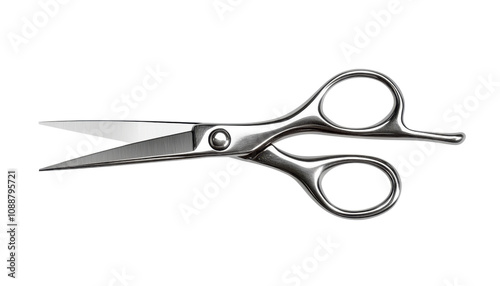 Realistic metal scissors isolated on transparent background.