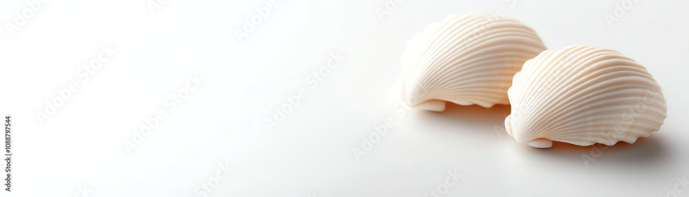 Two elegant seashells on a clean white background. Two elegant seashells on a clean white background.